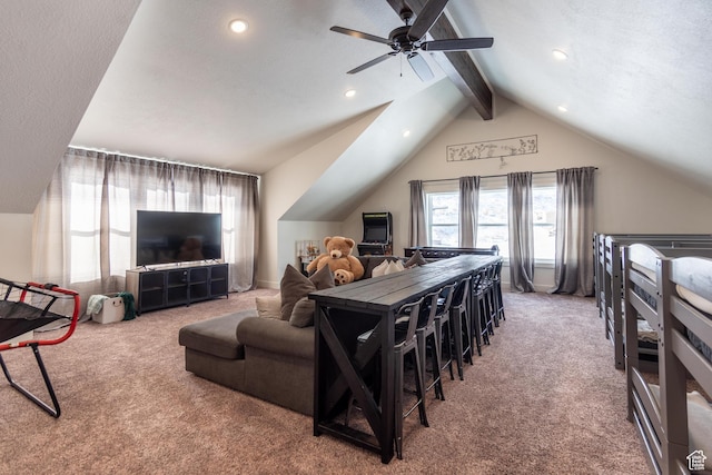 373 W Rendezvous Way N, Garden City, UT 84028 - carpeted living room featuring recessed lighting and a ceiling fan