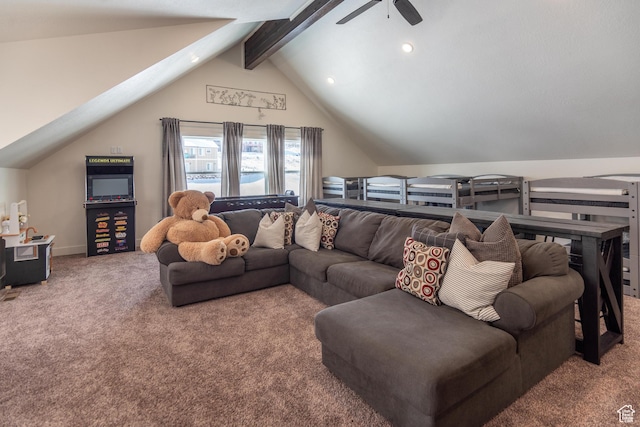 373 W Rendezvous Way N, Garden City, UT 84028 - carpeted living area with a ceiling fan and recessed lighting