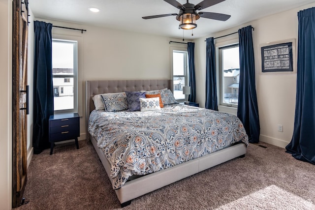 373 W Rendezvous Way N, Garden City, UT 84028 - bedroom with carpet floors, multiple windows, and ceiling fan