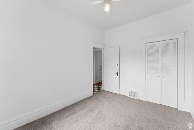 467 S 1300 E, Salt Lake City, UT 84102 - unfurnished bedroom with carpet floors, a closet, and a ceiling fan
