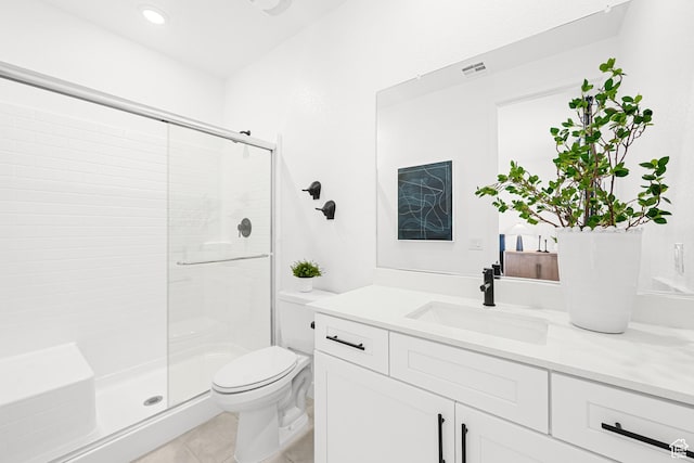 578 S Cecita Way Unit 91, St George, UT 84770 - full bath with vanity, a shower stall, tile patterned floors, and recessed lighting