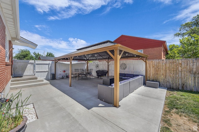 4682 S 475 W, Washington Terrace, UT 84405 - fenced backyard featuring a gazebo, a patio, outdoor lounge area, and outdoor dining area
