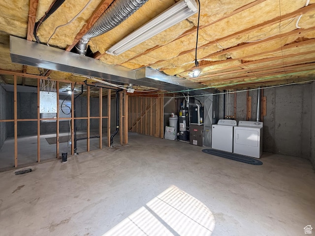 1356 S 1400 E, Provo, UT 84606 - unfinished basement with washer and clothes dryer, gas water heater, and heating unit