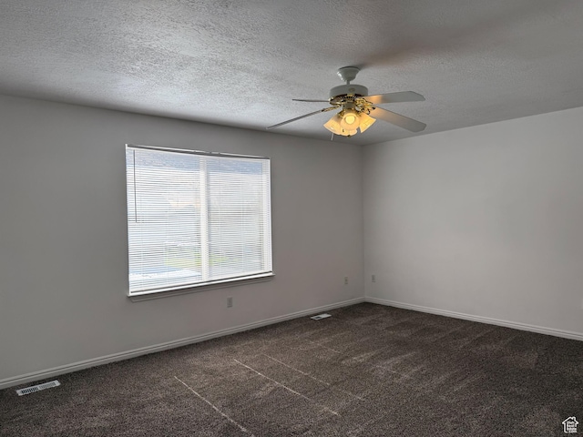 1356 S 1400 E, Provo, UT 84606 - empty room with ceiling fan, a textured ceiling, and dark colored carpet