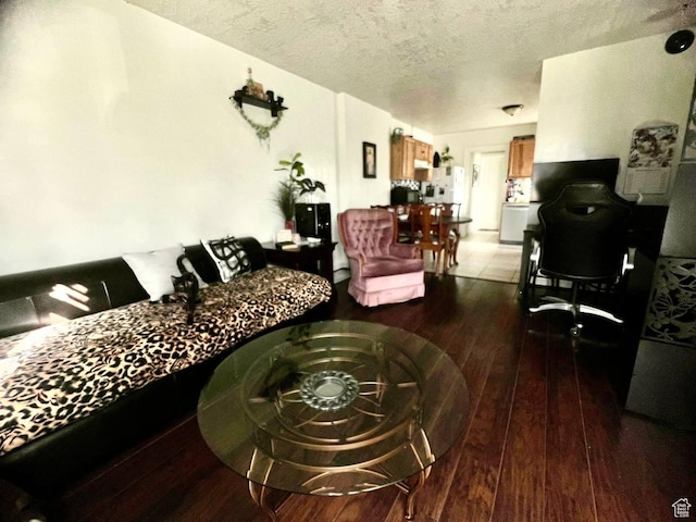 7659 S Lincoln St, Midvale, UT 84047 - living area featuring hardwood / wood-style flooring and a textured ceiling