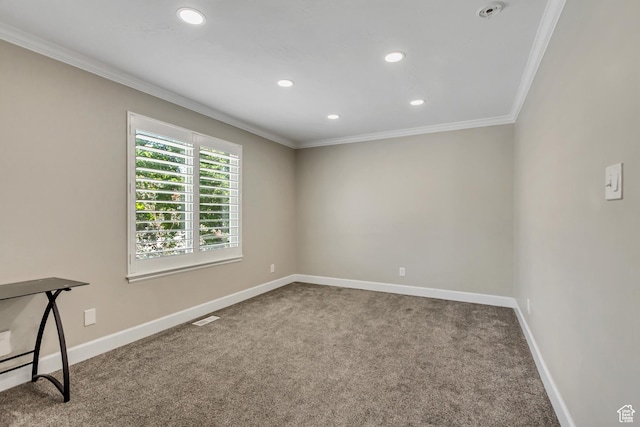 6063 S Kamas Dr W, Taylorsville, UT 84129 - unfurnished room featuring ornamental molding, carpet floors, and recessed lighting