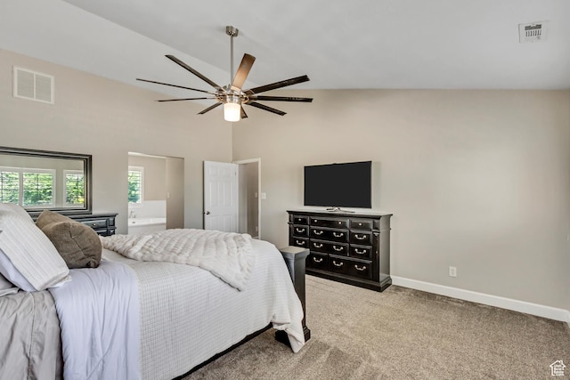 6063 S Kamas Dr W, Taylorsville, UT 84129 - bedroom with light carpet, ceiling fan, and high vaulted ceiling