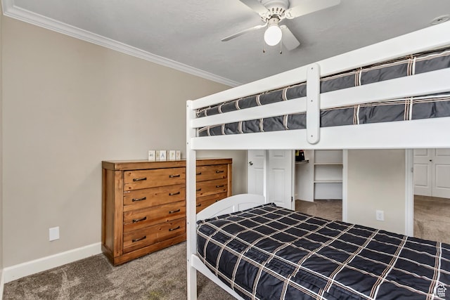 6063 S Kamas Dr W, Taylorsville, UT 84129 - bedroom featuring carpet, ornamental molding, and ceiling fan