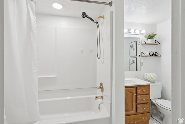 1074 E Spring Ridge Dr, Sandy, UT 84094 - full bath with shower / bathtub combination with curtain, vanity, and a textured ceiling