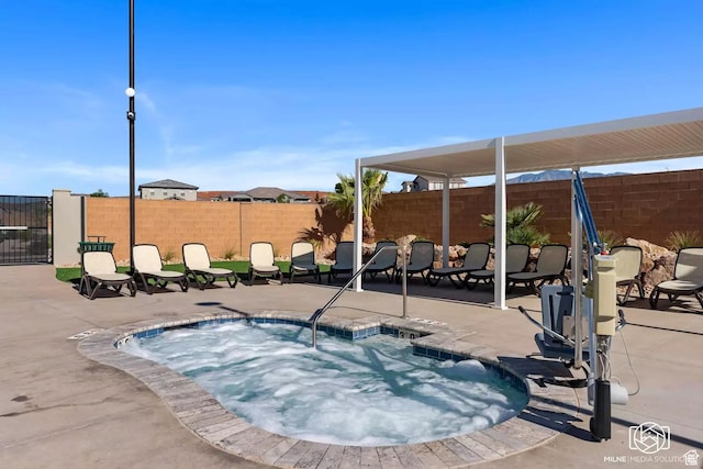 1210 N Mistico Aly, Washington, UT 84780 - view of pool with a hot tub, a patio area, a fenced backyard, and a pool