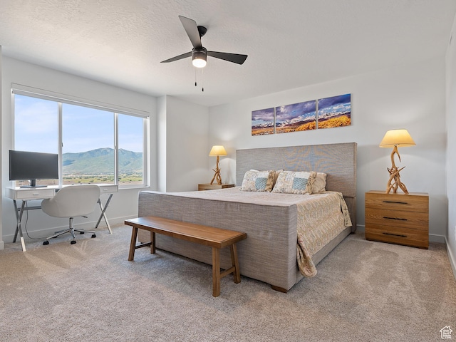 2309 N Wildwood Ln, Heber City, UT 84032 - carpeted bedroom with a ceiling fan and a textured ceiling