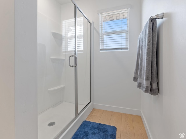 2309 N Wildwood Ln, Heber City, UT 84032 - bathroom with wood finished floors and a stall shower