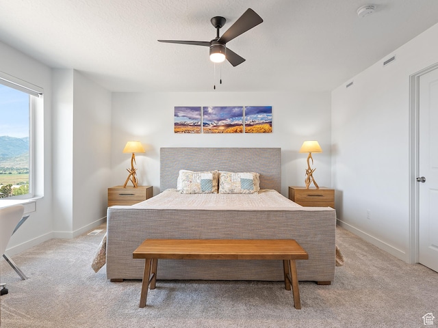 2309 N Wildwood Ln, Heber City, UT 84032 - bedroom with carpet, ceiling fan, and a mountain view