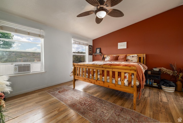 170 S 20300 W, Duchesne, UT 84021 - bedroom with vaulted ceiling, wood finished floors, cooling unit, and ceiling fan