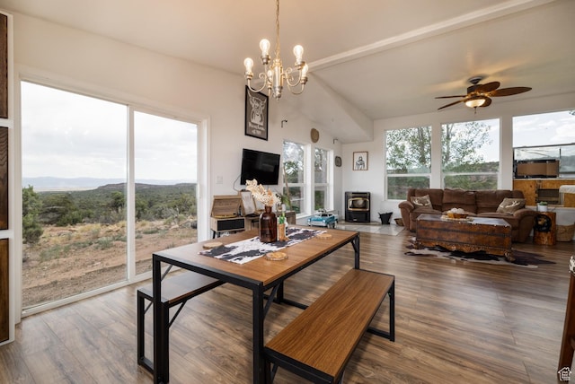 170 S 20300 W, Duchesne, UT 84021 - living area with a ceiling fan, wood finished floors, and a chandelier