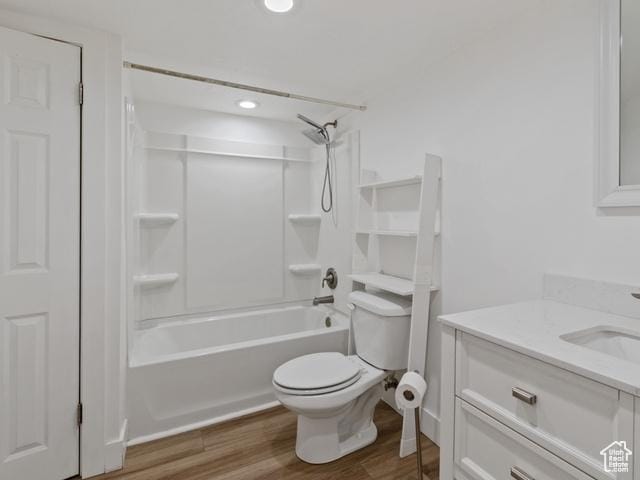 466 E 3460 N, North Ogden, UT 84414 - full bathroom with vanity, bathing tub / shower combination, wood finished floors, and recessed lighting