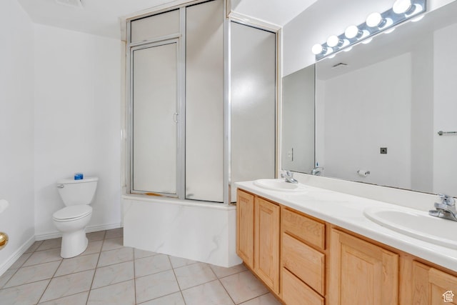 1430 S Heather Ln, Syracuse, UT 84075 - full bathroom with double vanity, tile patterned floors, and enclosed tub / shower combo