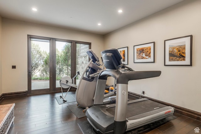 223 N Ibapah Peak Dr, Heber City, UT 84032 - exercise room featuring wood-type flooring and recessed lighting