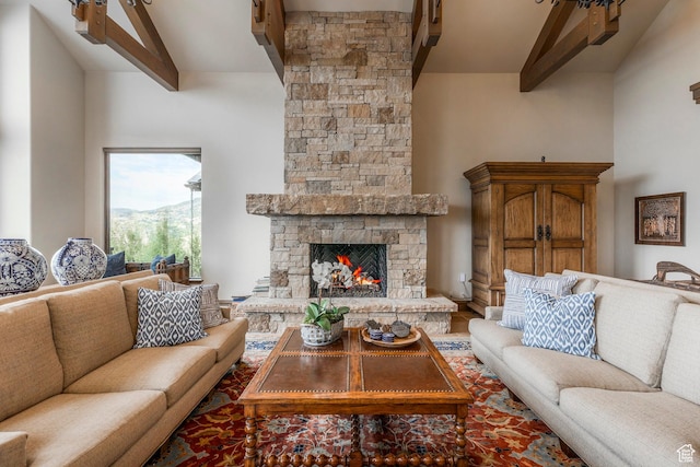 223 N Ibapah Peak Dr, Heber City, UT 84032 - living area with a fireplace and wood finished floors
