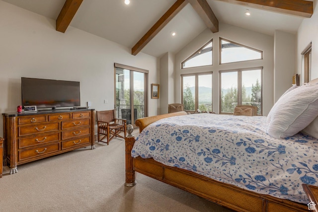 223 N Ibapah Peak Dr, Heber City, UT 84032 - bedroom featuring access to outside, light colored carpet, and recessed lighting