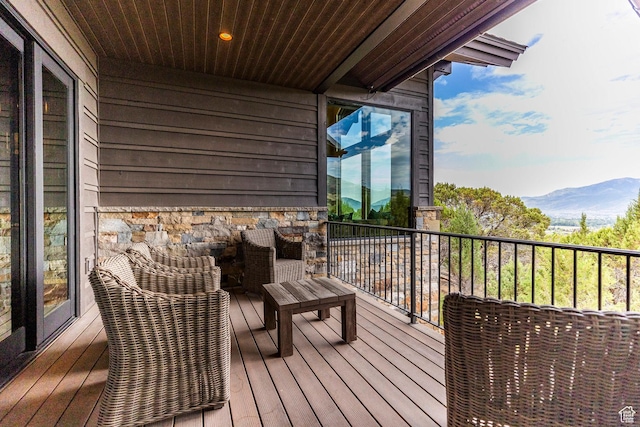 223 N Ibapah Peak Dr, Heber City, UT 84032 - wooden deck with a mountain view