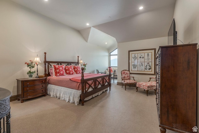 223 N Ibapah Peak Dr, Heber City, UT 84032 - carpeted bedroom with lofted ceiling and recessed lighting