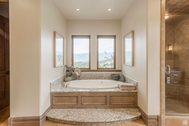 223 N Ibapah Peak Dr, Heber City, UT 84032 - full bathroom featuring a shower stall, a bath, and recessed lighting