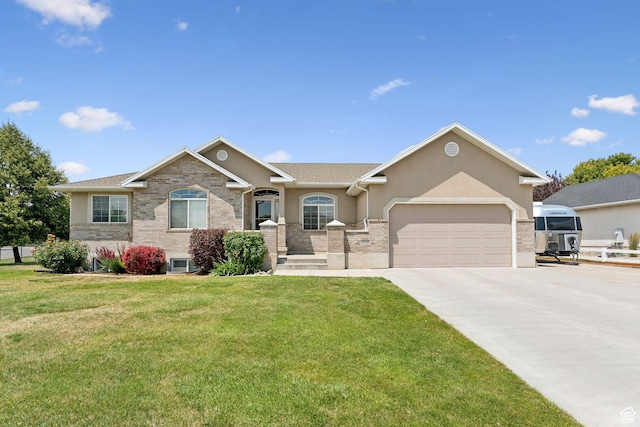 868 W Brandon Dr S, Kaysville, UT 84037 - single story home featuring a garage, driveway, a front yard, and stucco siding