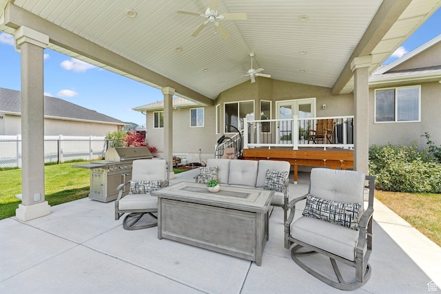 868 W Brandon Dr S, Kaysville, UT 84037 - view of patio with ceiling fan and an outdoor living space