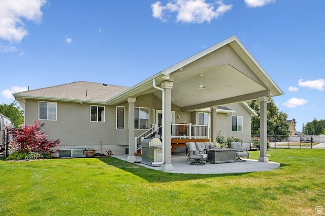 868 W Brandon Dr S, Kaysville, UT 84037 - rear view of house with a patio, stucco siding, and roof with shingles