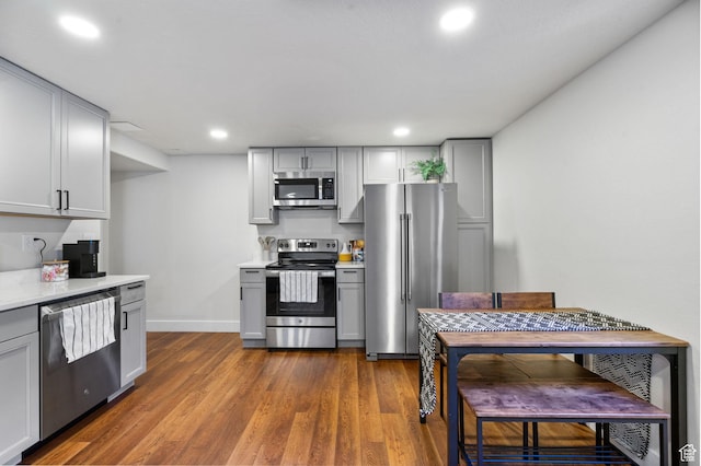 2344 E 1120 S, Spanish Fork, UT 84660 - kitchen featuring stainless steel appliances, gray cabinetry, light countertops, and recessed lighting