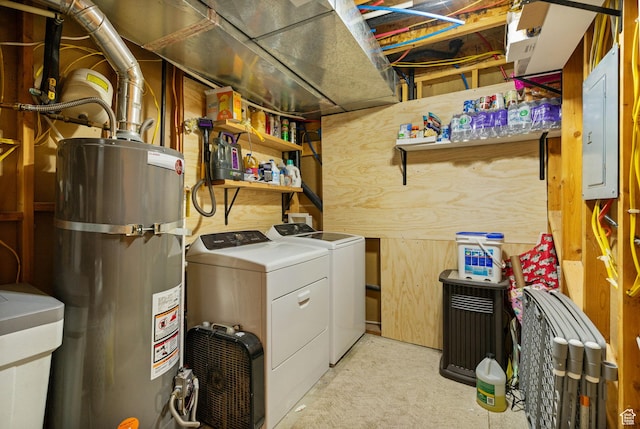 2344 E 1120 S, Spanish Fork, UT 84660 - laundry room with secured water heater, independent washer and dryer, electric panel, and light colored carpet