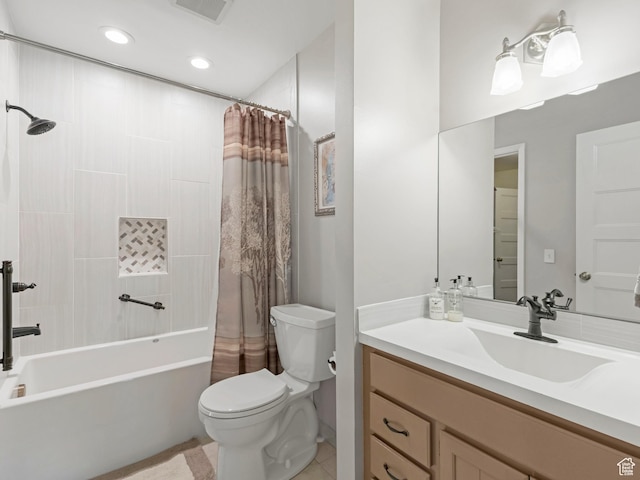 4856 S 1690 E # 88, Salt Lake City, UT 84117 - bathroom with shower / bath combination with curtain, vanity, recessed lighting, and tile patterned flooring