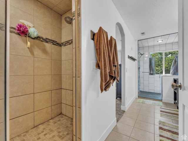 8503 S Spiral Jetty Cir W Unit 2083, West Jordan, UT 84081 - full bathroom featuring a stall shower, tile patterned flooring, and recessed lighting