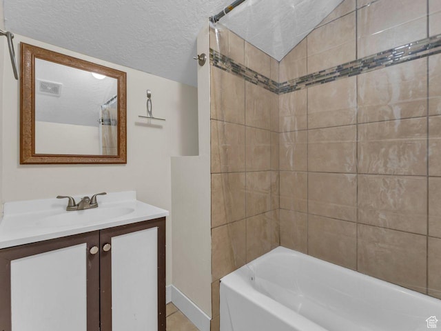 8503 S Spiral Jetty Cir W Unit 2083, West Jordan, UT 84081 - bathroom with vanity, shower / tub combo, and a textured ceiling