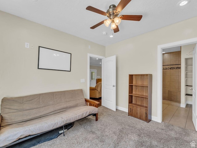 8503 S Spiral Jetty Cir W Unit 2083, West Jordan, UT 84081 - living area with a ceiling fan, carpet flooring, and recessed lighting