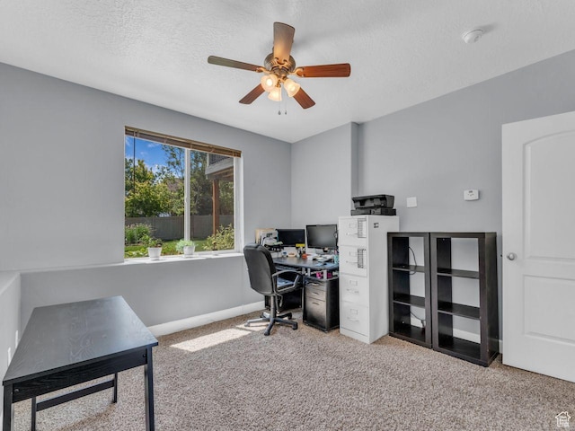 8503 S Spiral Jetty Cir W Unit 2083, West Jordan, UT 84081 - carpeted office with a ceiling fan and a textured ceiling
