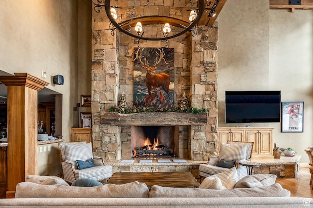 8200 Royal St Unit 43, Park City, UT 84060 - living area featuring wood finished floors and a fireplace