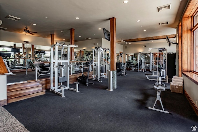 8200 Royal St Unit 43, Park City, UT 84060 - workout area featuring a ceiling fan and recessed lighting