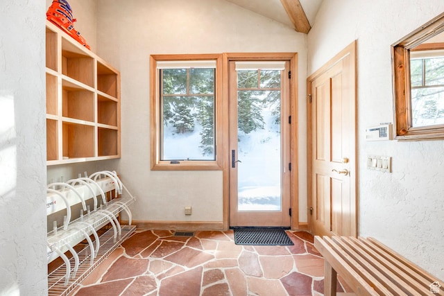 8200 Royal St Unit 43, Park City, UT 84060 - entryway featuring stone floors, vaulted ceiling, and plenty of natural light