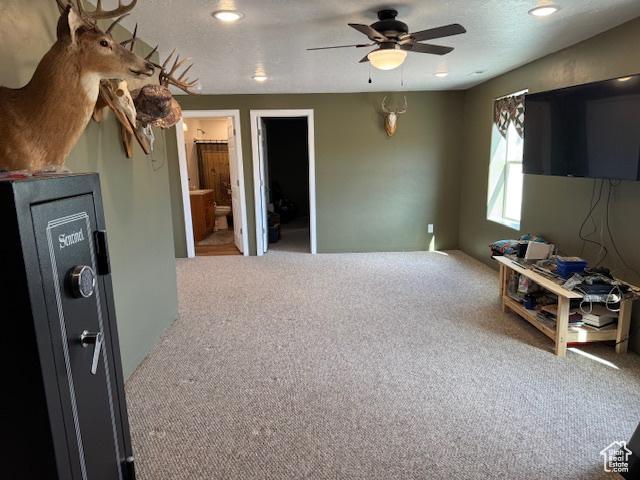 4058 E 5000 S, Vernal, UT 84078 - carpeted living room featuring ceiling fan