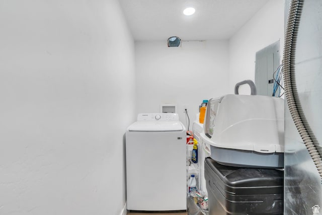 7194 N Clear Meadow Way, Eagle Mountain, UT 84005 - laundry room featuring washer and dryer and electric panel