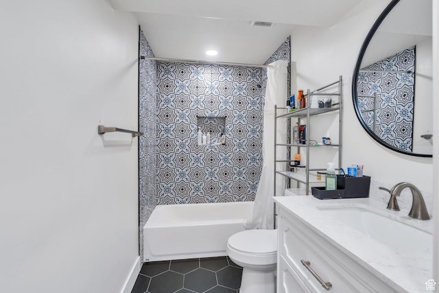 7194 N Clear Meadow Way, Eagle Mountain, UT 84005 - full bathroom featuring tile patterned floors, vanity, and shower / bath combination with curtain