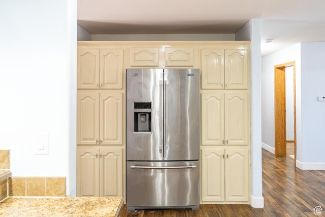 975 S 400 E, Moab, UT 84532 - kitchen featuring stainless steel fridge with ice dispenser, dark wood-style flooring, and cream cabinets