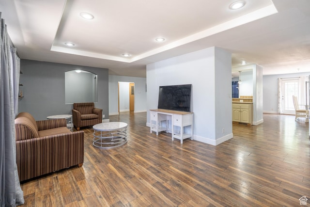 975 S 400 E, Moab, UT 84532 - living area with a raised ceiling, wood finished floors, and recessed lighting