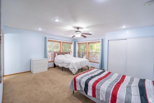 975 S 400 E, Moab, UT 84532 - bedroom featuring recessed lighting, carpet floors, and ceiling fan