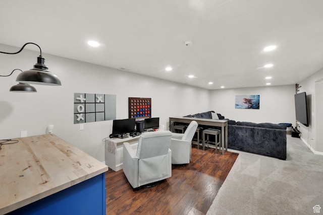1569 Troon Cir, Syracuse, UT 84075 - living room with recessed lighting and dark wood-style flooring