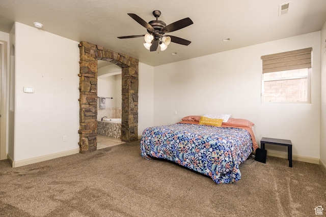 4352 W 2440 S, Hurricane, UT 84737 - bedroom featuring carpet floors, arched walkways, and ceiling fan