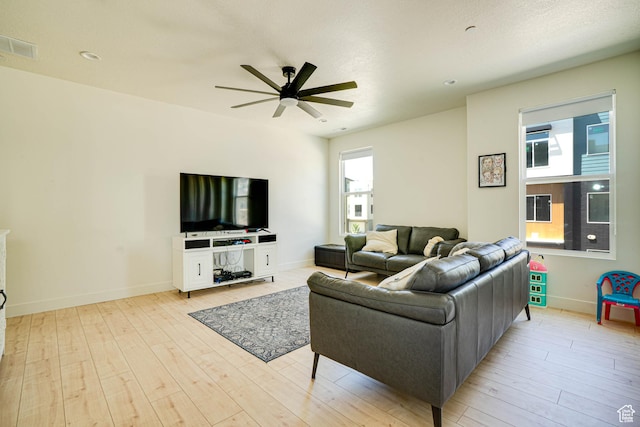 604 N Sego Way Unit 207, Farmington, UT 84025 - living area with a ceiling fan, light wood finished floors, and recessed lighting