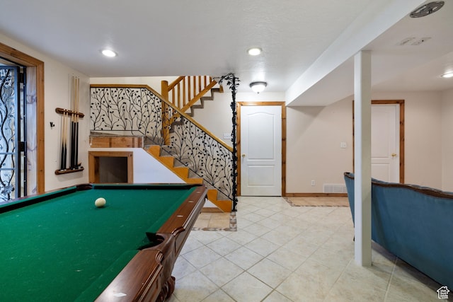 610 S Maple Dr, Woodland Hills, UT 84653 - recreation room featuring recessed lighting, light tile patterned floors, and pool table